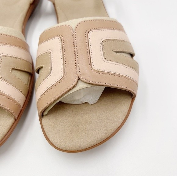 Clarks Size 9.5 Ada Mist Tan Beige Blush Pink Praline Leather Sandals Shoes - Picture 5 of 14